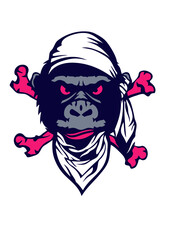 Gorille pirate foulard os animal squelette