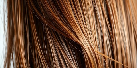 Fototapeta premium Healthy, shiny brown hair, long strands close-up, natural, well-maintained