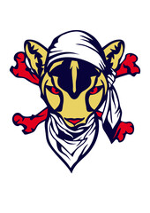 puma pirate foulard os animal squelette