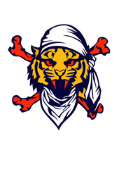 tigre pirate foulard dessin os croisé