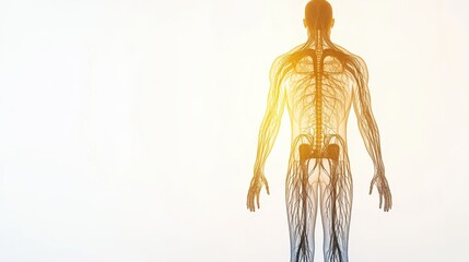 Human Anatomy Illustration Featuring Nervous System in Detail