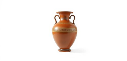 Elegant Greek amphora on pristine white background, vessel, minimal