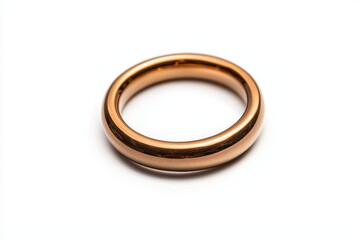 a golden wedding ring on a white background 