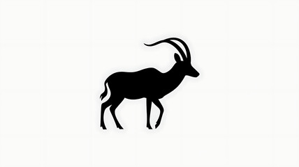 Fototapeta premium A vector illustration shows a wild goat, a cute mammal with horns, as a black silhouette isolated in nature