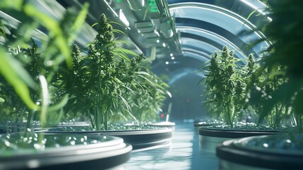 Advanced Cannabis Cultivation: Futuristic Indoor Hydroponic Farm Technology