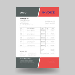 Invoice minimal design template. Bill form business invoice accounting template