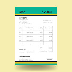 Invoice corporate design template. Bill form business invoice accounting