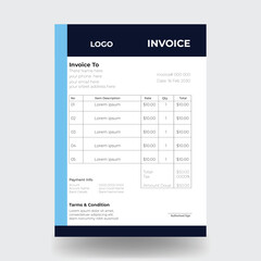Invoice minimal and creative template design. Bill form business invoice accounting