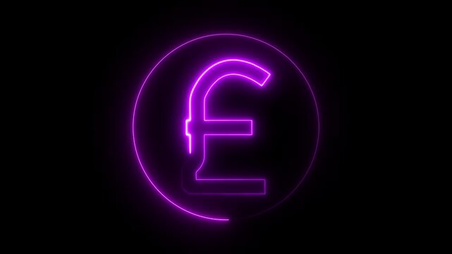 British pounds icon,franc coin neon icon.Concept of market or changes in currency value, reflecting a sense of British identity.