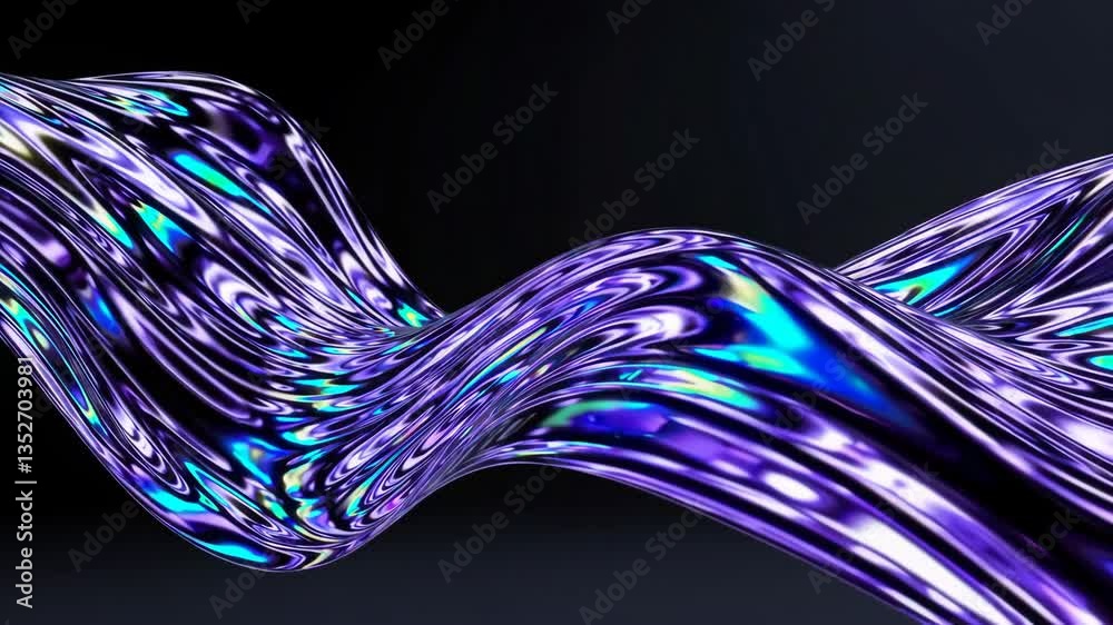 Poster wavy abstract pattern with iridescent purple and blue tones. futuristic design concept