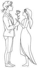 Romantic Couple Line Art &ndash; Love and Affection Illustration
