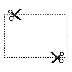 icon scissors cut line. Scissors cut square line. vector illustration