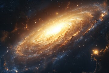 Obraz premium Stunning spiral galaxy illuminated by bright stars and cosmic dust in deep space