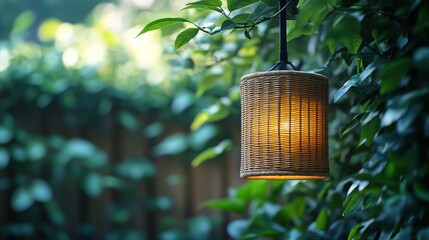 Outdoor Woven Lantern in Garden