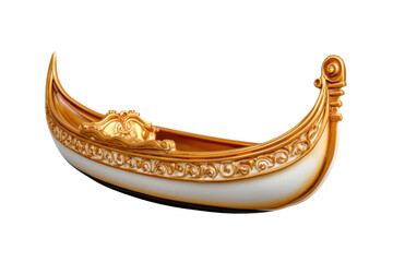Ornate decorative gondola figurine with gold accents on black background, cut out