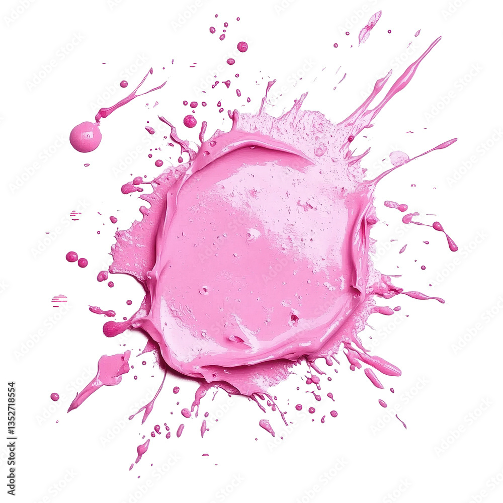 Leinwandbilder Vibrant pink splatter isolated on Transparent background showcasing bold color and dynamic movement in an abstract composition, Pink  stains isolated on PNG background