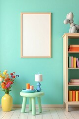 Playful living room scene with vibrant flowers, bold candle holders, and a sculptural balloon dog.
 A mix of pastel tones and geometric shapes create a modern aesthetic.
