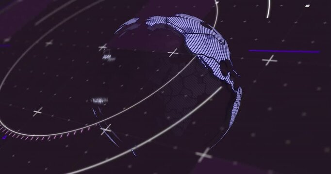 Animation of digital globe showing data lines highlighting China and Philippines