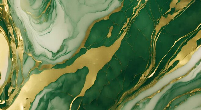 Emerald and Gold Marble Texture A Luxurious Green and Gold Pattern 4K