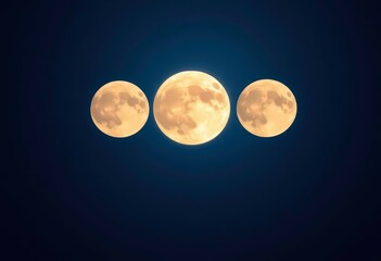 Fototapeta premium Triple full moon celestial event, ethereal glow, celestial, eclipse