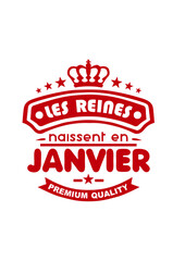 janvier reines naissent logo fille anniversaire