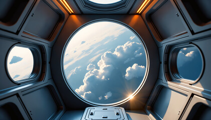 View from a spacestation orbiting a planet.