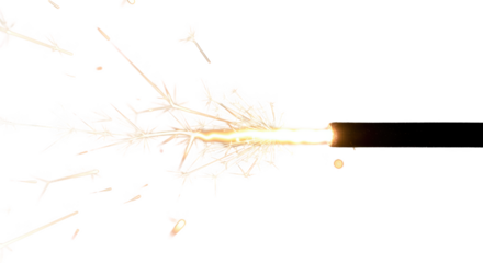 Bright burning sparkler trails light streaks against transparent background festive celebration