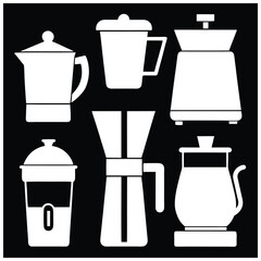 Coffee Maker Vector Silhouettes Classic Espresso & Drip Machines.