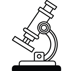 Minimal Line-Art Microscope Illustration – Blue Toned Scientific Icon for Education, Research, and Laboratory Use, Microscope Line Icon, Lab Equipment Vector, Science Tool Illustration
