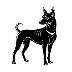Dog Stand Up Silhouette Vector – Strong and Alert Canine Illustration, Standing Dog Silhouette – Black Vector Art, Alert Dog Icon – Guard Canine Illustration, Dog Outline Vector – Pet Silhouette