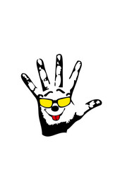main smiley sourire lunette de soleil