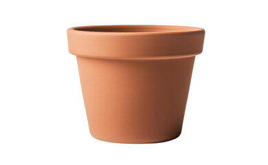 Simple terracotta clay plant pot with smooth texture, cut out