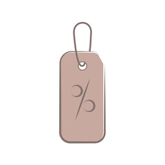 Minimalistic beige discount tag with percentage symbol for shopping sales.