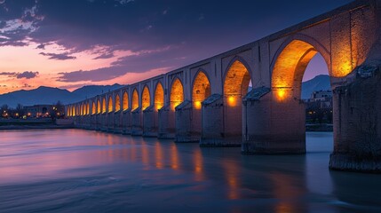 a bridge in Iran at sunset 