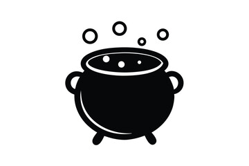 cauldron vector icon with bubbling potion