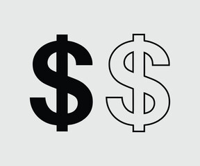 Solid and Outline Dollar Signs for Financial Design
