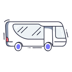 Travel Bus Icon Moving on White Background  