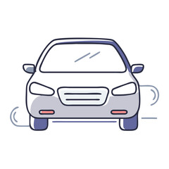 Fototapeta premium Travel Car Outline Moving on the Road 
