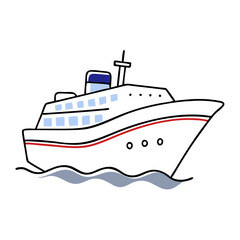 Naklejka premium Travel ship sailing on calm waters with a simple design 