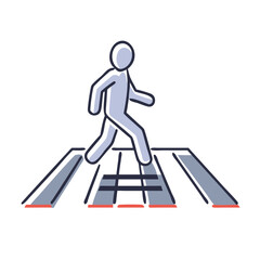 Walking Figure Crossing a Road on a Crosswalk icon  