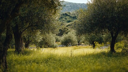 a beautiful olive tree plantation in Crete, Greece 