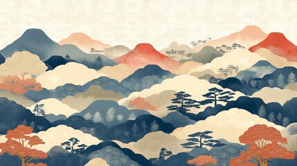 Serene Asian Mountain Landscape Art Print
