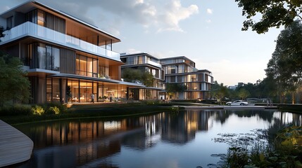 Obraz premium Cityscape with futuristic organic architectural design elements high resolution picture