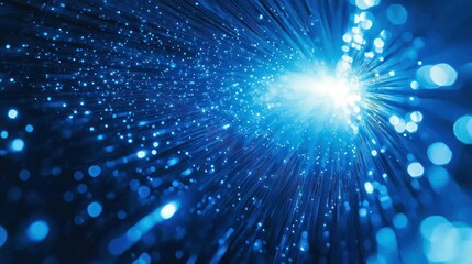 Naklejka premium Blue light streams and flares, bokeh effect