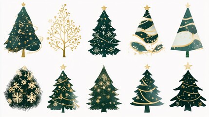 Elegant Christmas Trees Collection: Festive Holiday Season Illustration