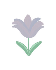 Muted Lavender Spring Tulip with Mint Green Leaves