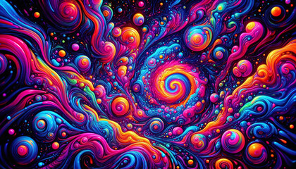 Vibrant Cosmic Swirl A Psychedelic Journey Through Color and Motion