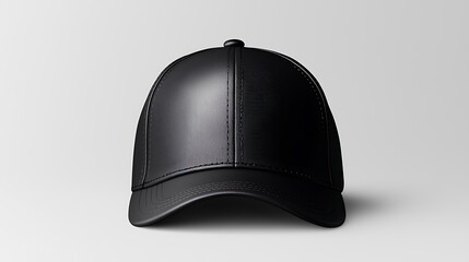 Black Baseball Cap Mockup: Realistic Front View of a Textured Baseball Hat