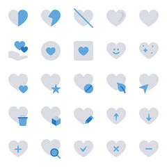 Blue color icons set for Likes & Hearts.