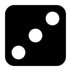 A black-filled dice. Number 3. Vector graphics.